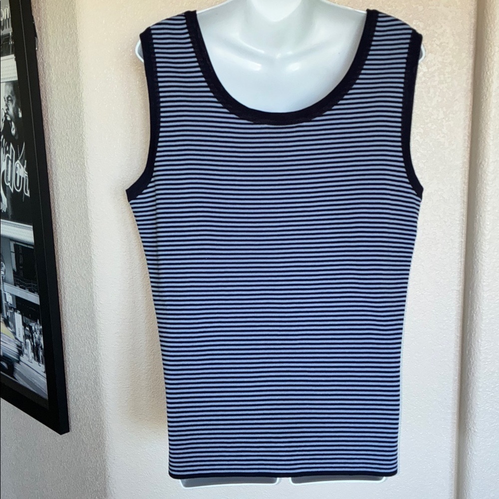 Misook striped knit tank, Women's XL Blue & White, split sides. EUC - Picture 6 of 15